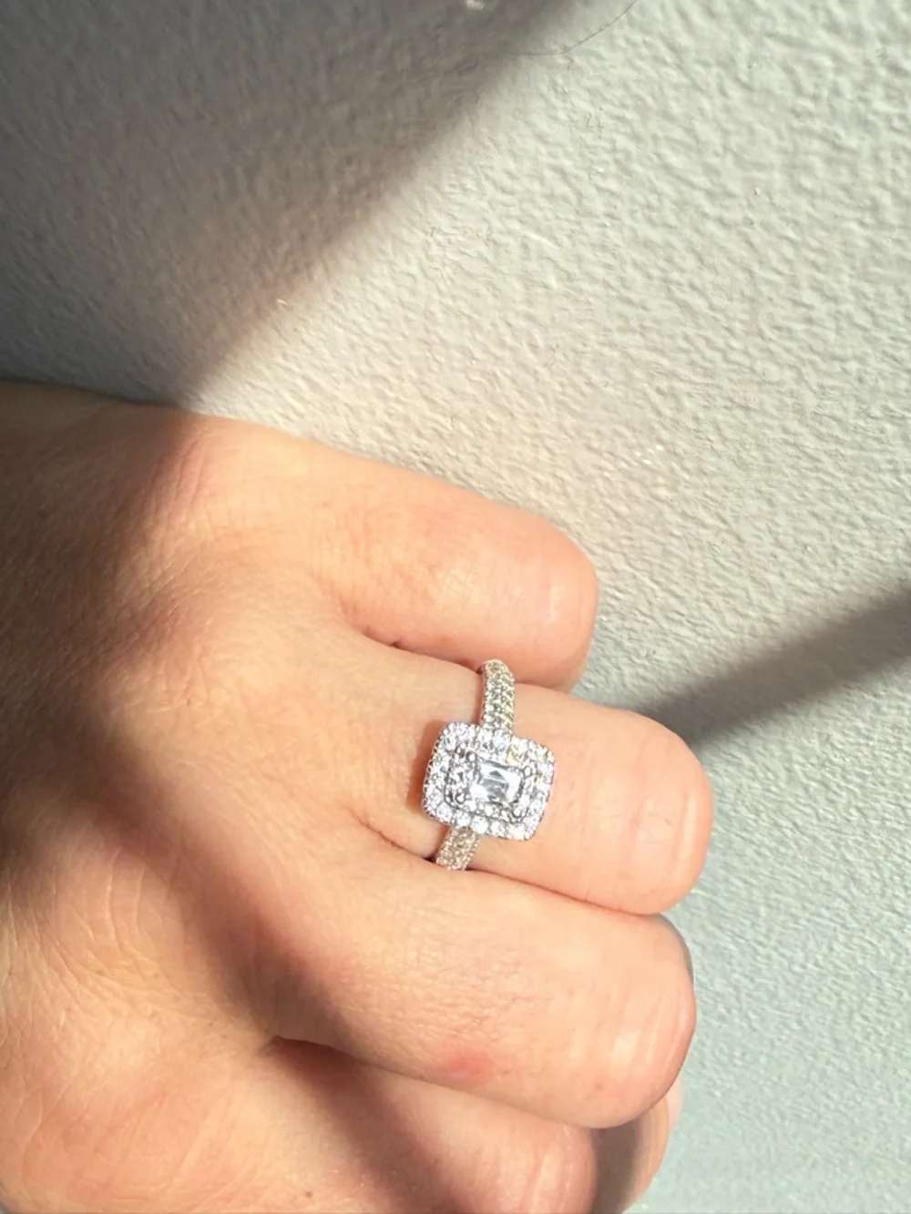 Kay Jewelers Radiant Halo Diamond Ring in White with Matching wedding band - Picture 8 of 15